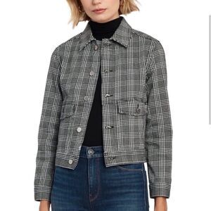 AG Adriano Goldschmied Evonne Black Plaid Cropped Jacket